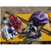 Image 1 : Lot of Misc. Sports Items (Golf Gloves, Yoga Ball, Cross Country Skis, and bike Helmet)