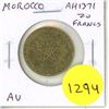 Image 1 : Morocco. AH1371. 20 Francs. AU.
