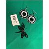 Image 1 : Dragonfly Pin/ Bead Black and white earrings