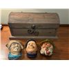 Image 2 : 3D Chalkware Character Wall Hangings: Captain Kidd & Company in chest (4 pieces)