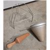 Image 1 : Aluminum cone strainer w/ pedestal and wood pestle