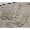 Image 2 : 8 Milk bottles 1qt - (1) w/ hills dairy logo - no chips/cracks IN "junior bc' apple box 9-1/2" x 17-