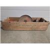 Image 1 : Co-op Implements wood crate /w cast iron-steel-aluminum belt pulleys for farm machinery