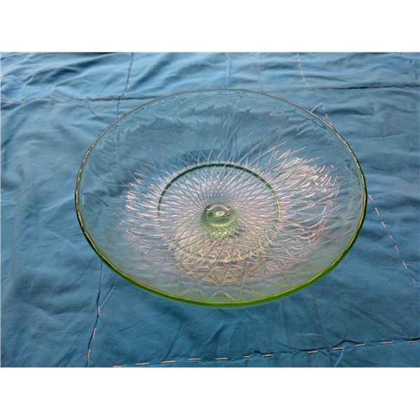 Vintage Uranium Glass (Possibly Fruit) Bowl 5"x9"