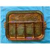 Image 1 : Vintage Carnival Glass 12"x9" Food Tray w/ Fruit Design