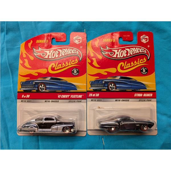 (2) Series 5 Hot wheels Classics '47 Chev Fleet line/Studq-Beaker Factory Sealed