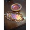 Image 1 : (3) Carnival Glassware (2) Bowls w/ Pattern (1) Leaf Tray Design