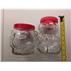 Image 2 : (2) Vintage Kraft Peanut Butter Glass Jars 1989 (1) Full Body (1) Head
