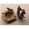 Image 1 : Vintage Brass Ashtray w/Boxer Dog and (3) Decor Brass Cats
