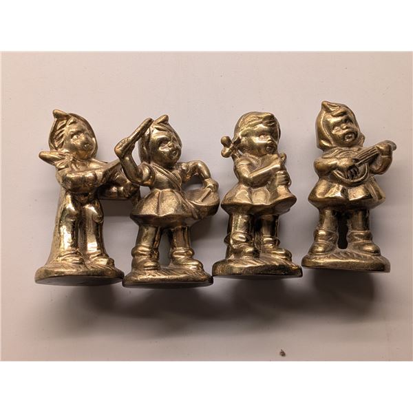(4) Made in Canada Vintage Brass Figurines Inspired by The German Hummel Series
