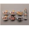 Image 1 : (6) Red Rose Set 1969 "Time For Tea" Figurines and (1) Vintage Ceramic "Girl Telephone" Figurine