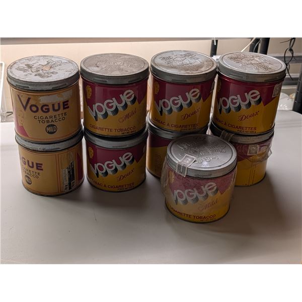 (9) Vintage Vogue Cigarette Tobacco Tins