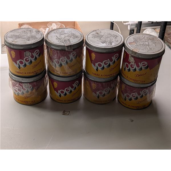 (8) Vintage Vogue Cigarette Tobacco Tins
