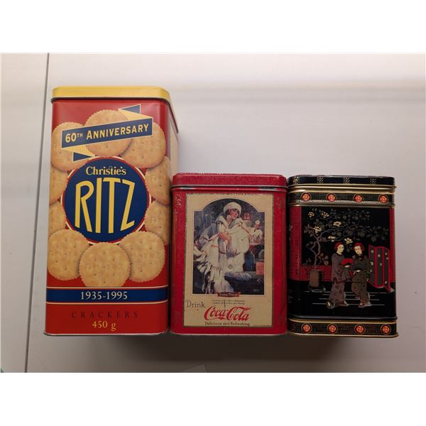 (3) Vintage Tins (Coke, Ritz Crackers, and Vintage Tea Tin)