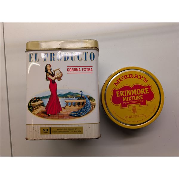 (2) Vintage Tins (Tobacco) Murrays Erinmore Mixture/ EL PRODUCTO
