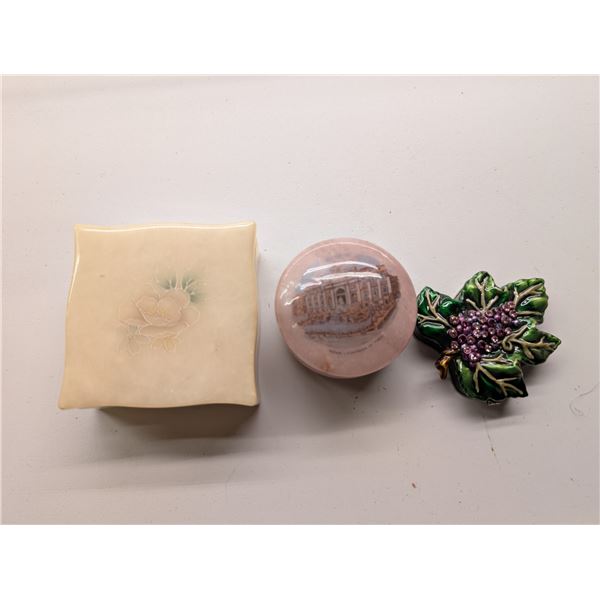 (3) Vintage Trinket Boxes (1) Not Attached