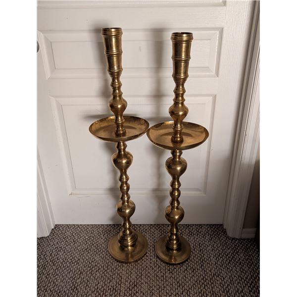 40-42" Vintage Brass Large Candle Sticks