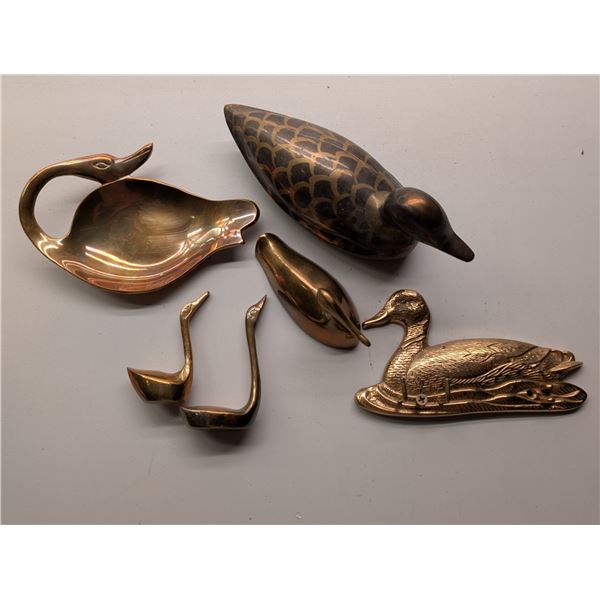 Lot of Brass Duck/Swan Decor (Vintage)