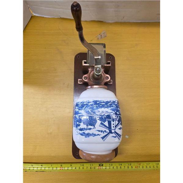 Deft blue wall mount coffee grinder