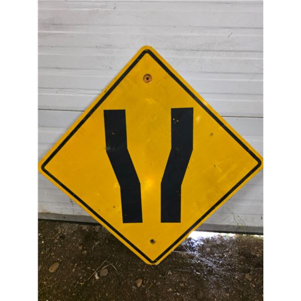 Lane narrows highway sign- 30' by 30"