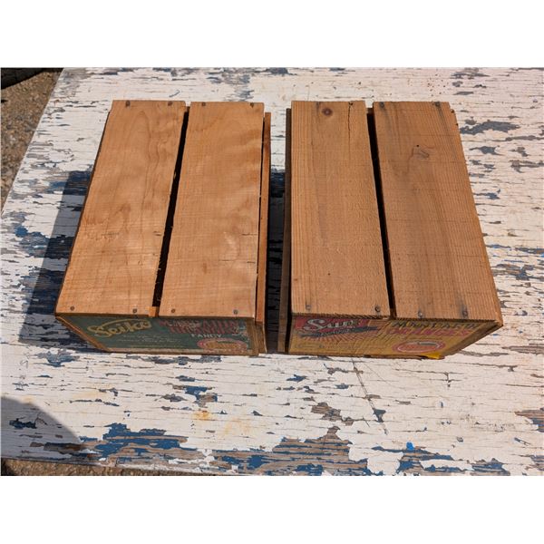(2) Wooden Vintage SEIKO Mandarin Oranges crates Shimizu Japan