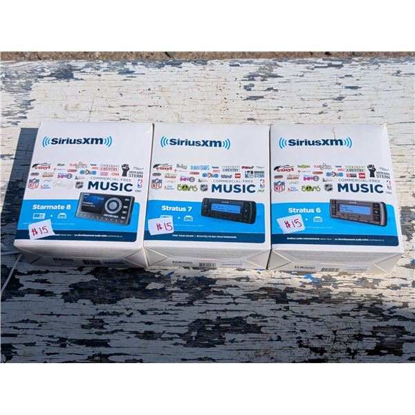 (3) Sirus XM Radio and Vehicle Kits w/Original Box (3 Different Models)