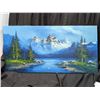 Image 1 : Beautiful Hand Painted Pine Forest Mountain Scenery 48"x24"