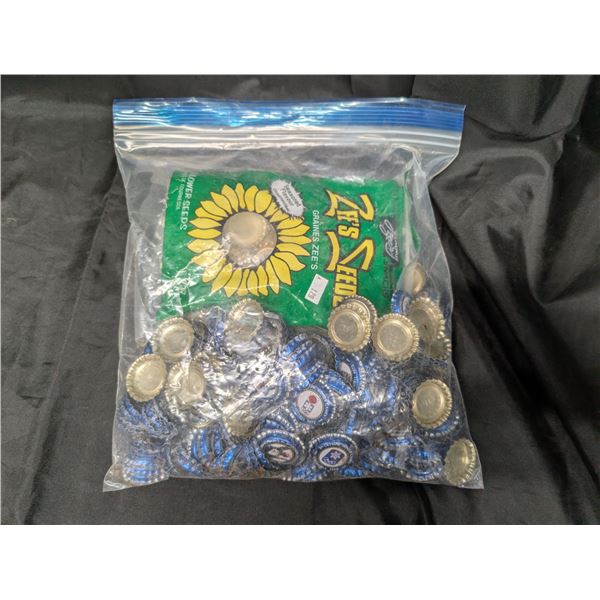 Bag full of Vintage (1960s-1980s roughly) Olympic Bottle Caps and etc.