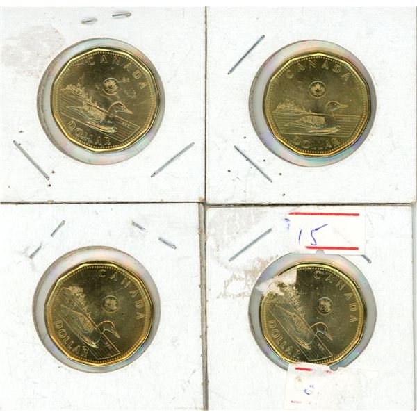 (2) 2020 and (2) 2022 Canadian Uncirculated Proof Like One Dollar Coins.