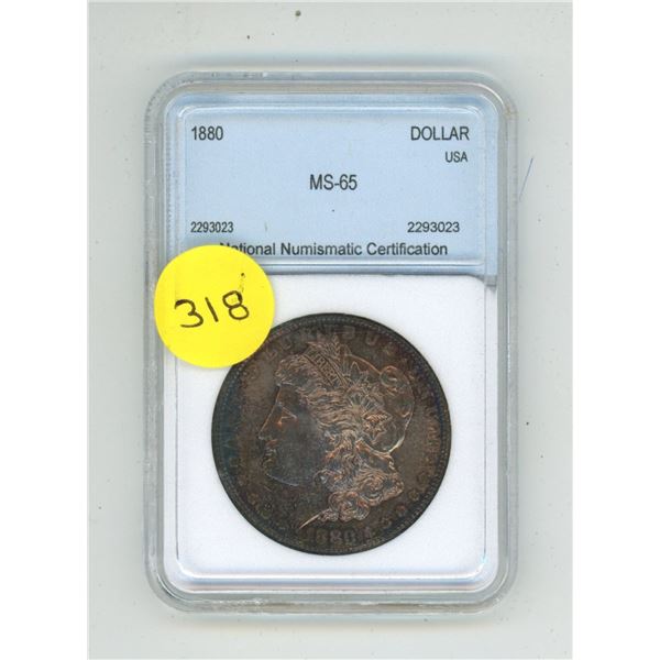1880 U.S.A One Dollar - MS-65 -  NNC (National Numismatic Certification) Graded.