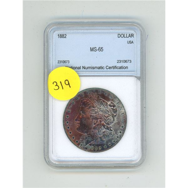 1882 U.S.A One Dollar - MS-65 -  NNC (National Numismatic Certification) Graded.