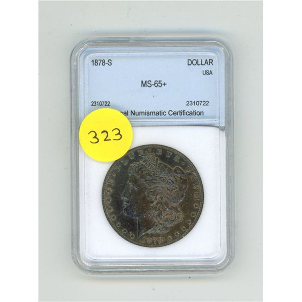 1878-S U.S.A One Dollar - MS-65+ -  NNC (National Numismatic Certification) Graded.