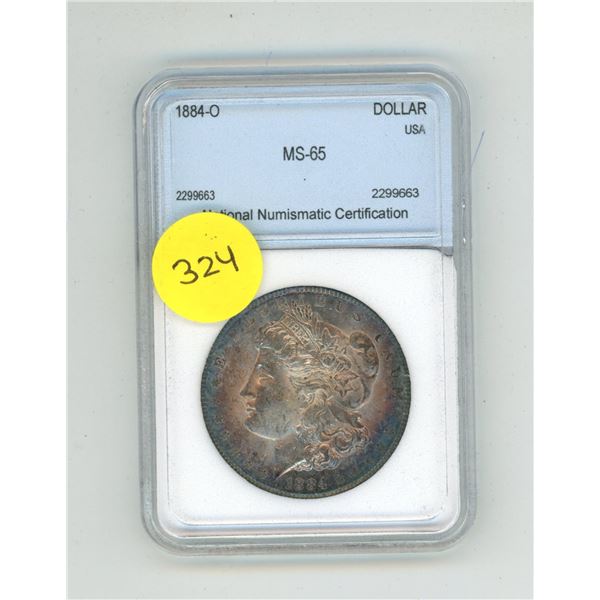 1884-O U.S.A One Dollar - MS-65 -  NNC (National Numismatic Certification) Graded.