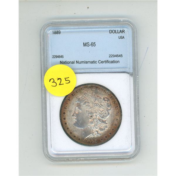 1889 U.S.A One Dollar - MS-65 -  NNC (National Numismatic Certification) Graded.