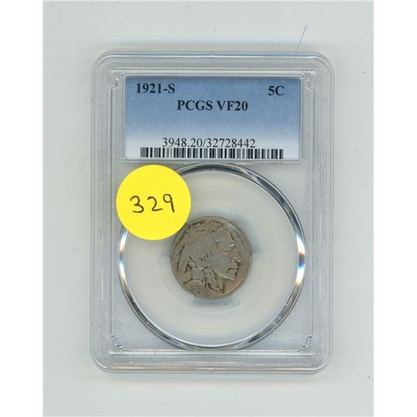 1921-S U.S.A Five Cents - PCGS VF20.