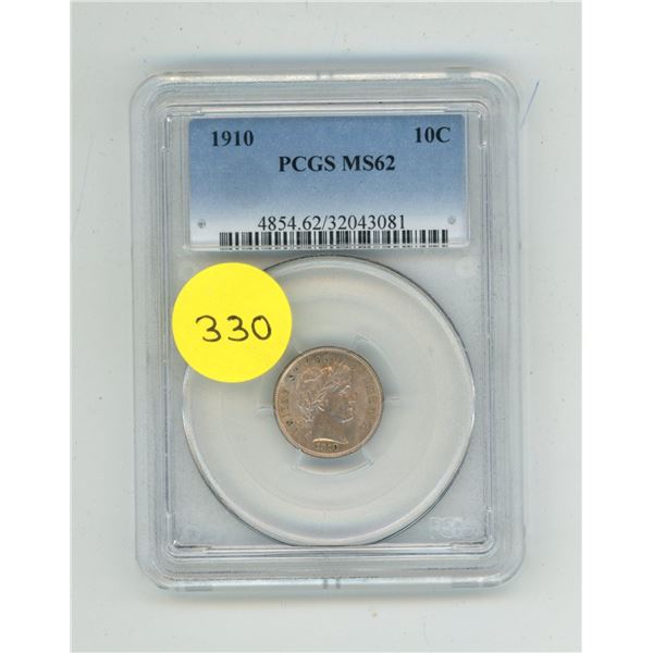 1910 U.S.A Ten Cents - PCGS MS62.