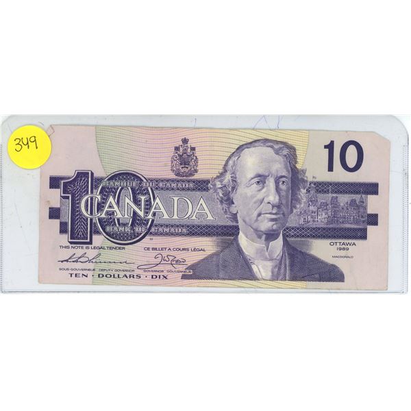 Canadian Ten Dollar Bill 1989 Birds Of Canada "Osprey Balbuzard"