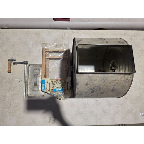 Complete metal butter churn- with broken handle