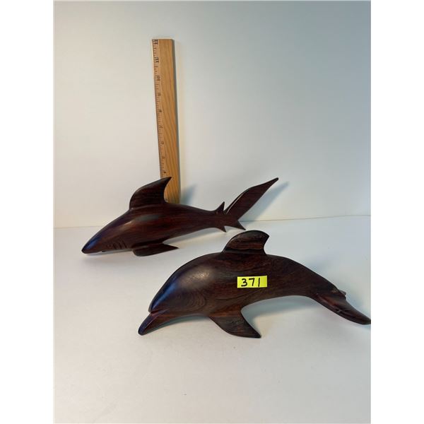 Ironwood Shark & Dolphin sculptures