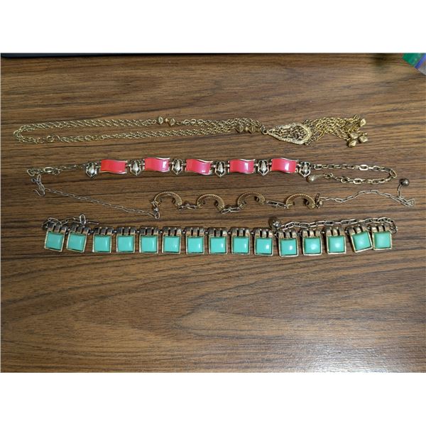 (4) Vintage Necklaces (1) Sterling Steel Marked