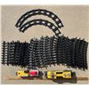 Image 1 : Box of train set tracks, Caterpillar Engine (C size batteries not included!) and car.
