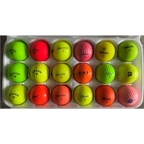 18 Premium colored golf balls.
