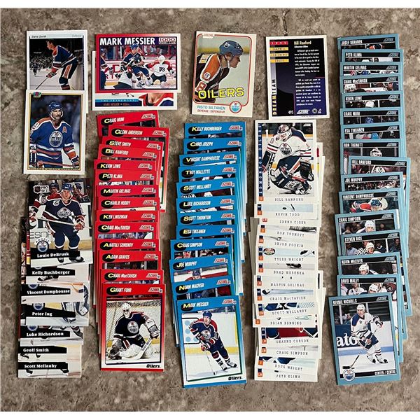 Edmonton Oiler lot of 70 different hockey cards. Mixed Brands. Mixed Years.