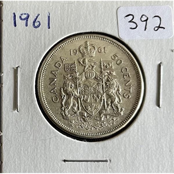 1961 Canadian Silver 50 cent coin.