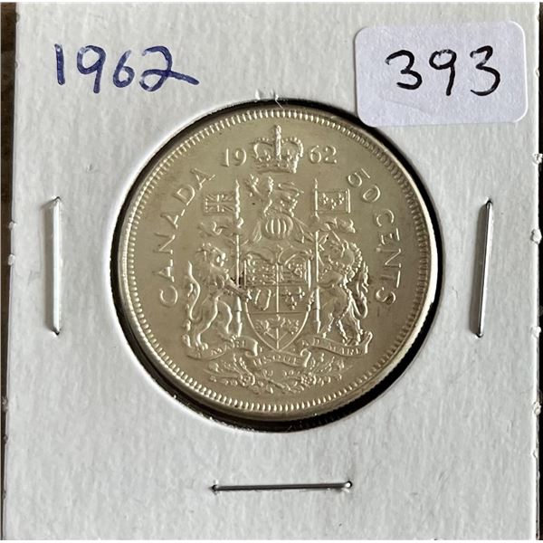 1962 Canadian Silver 50 cent coin.