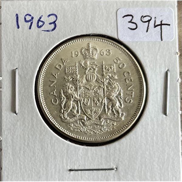 1963 Canadian Silver 50 cent coin.