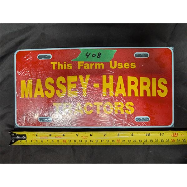 Massey Harris Tractors Plate Unused Novelty License Plate