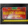 Image 1 : Massey Harris Tractors Plate Unused Novelty License Plate