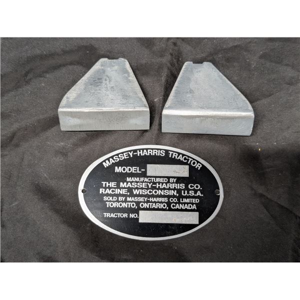 (2) Massey Harris Mounting Brackets Holder Plus Blank Serial Number Tag