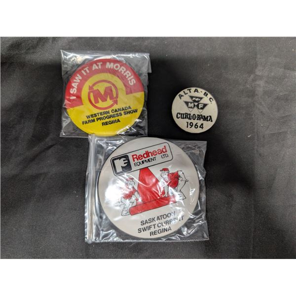 (3) Button Pins Massey Ferguson 1964 Morris, Red Head